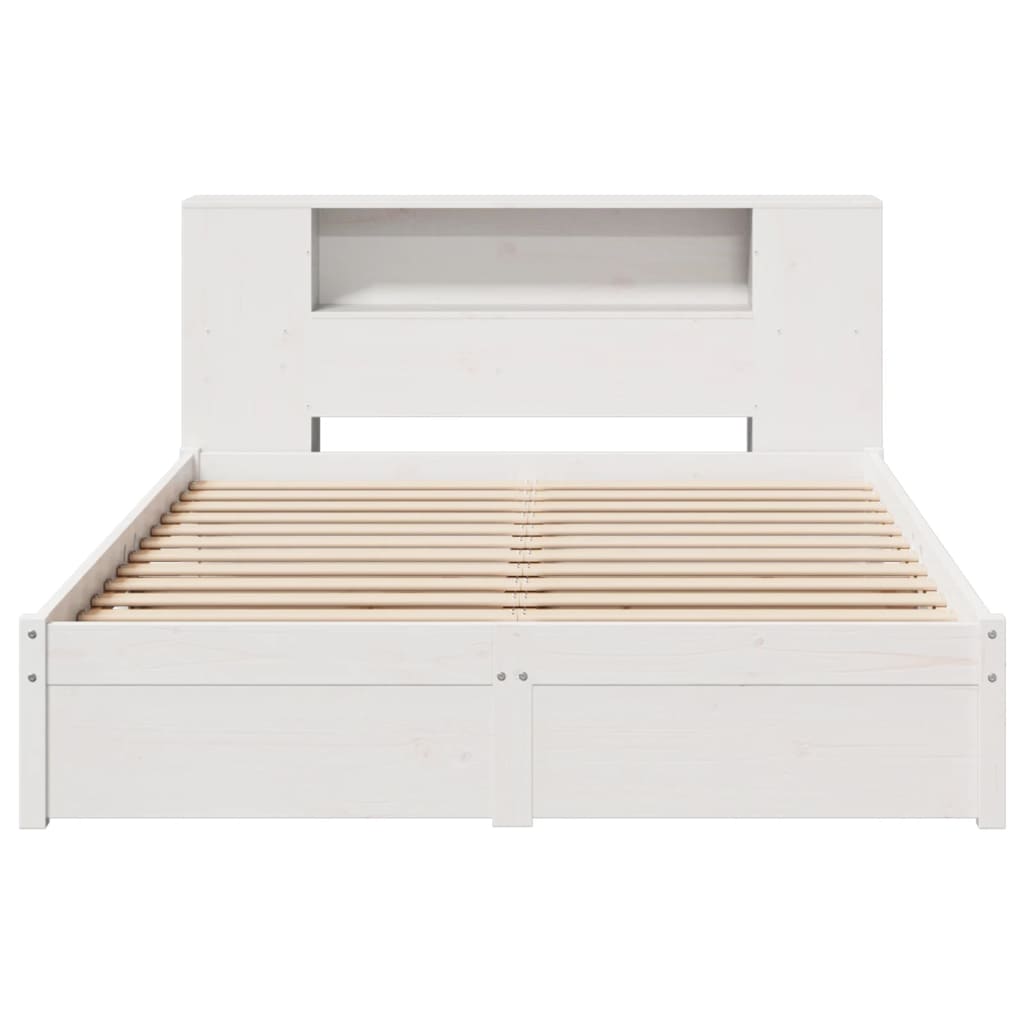 Bed met boekenkast zonder matras grenenhout wit 120x200 cm