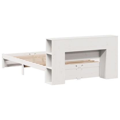 Bed met boekenkast zonder matras grenenhout wit 120x200 cm