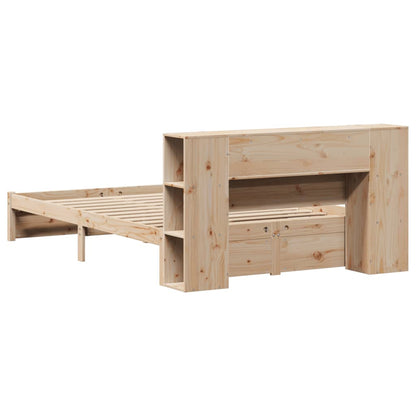 Bed met boekenkast zonder matras massief grenenhout 140x200 cm