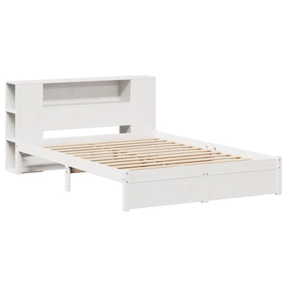 Bed met boekenkast zonder matras grenenhout wit 150x200 cm