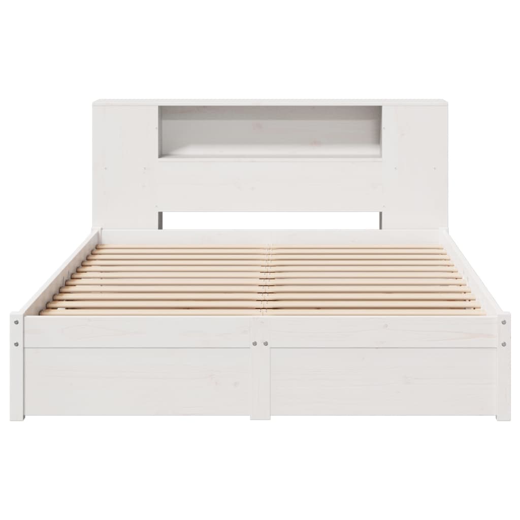 Bed met boekenkast zonder matras grenenhout wit 150x200 cm