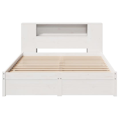 Bed met boekenkast zonder matras grenenhout wit 150x200 cm