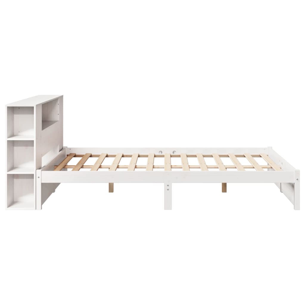 Bed met boekenkast zonder matras grenenhout wit 150x200 cm