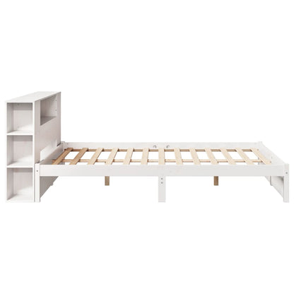 Bed met boekenkast zonder matras grenenhout wit 150x200 cm