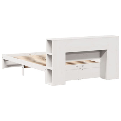 Bed met boekenkast zonder matras grenenhout wit 150x200 cm