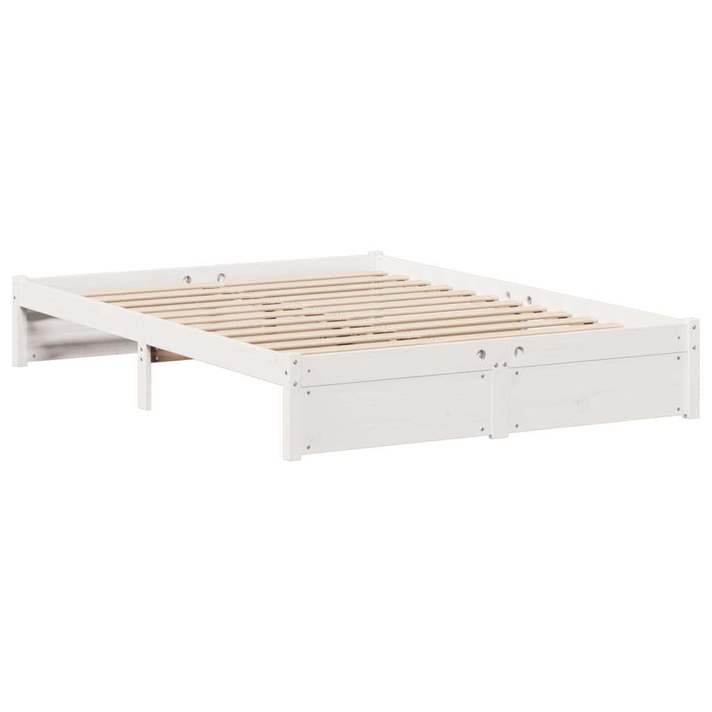Bed met boekenkast zonder matras grenenhout wit 150x200 cm