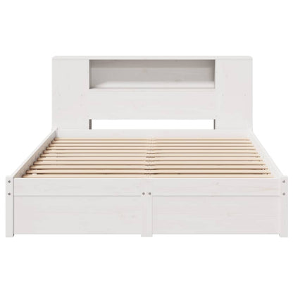 Bed met boekenkast zonder matras grenenhout wit 160x200 cm