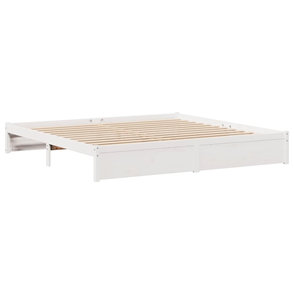 Bed met boekenkast zonder matras grenenhout wit 200x200 cm