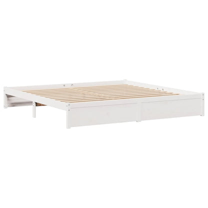 Bed met boekenkast zonder matras grenenhout wit 200x200 cm