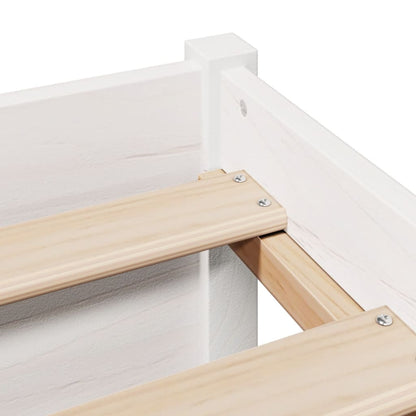 Bed met boekenkast zonder matras grenenhout wit 200x200 cm