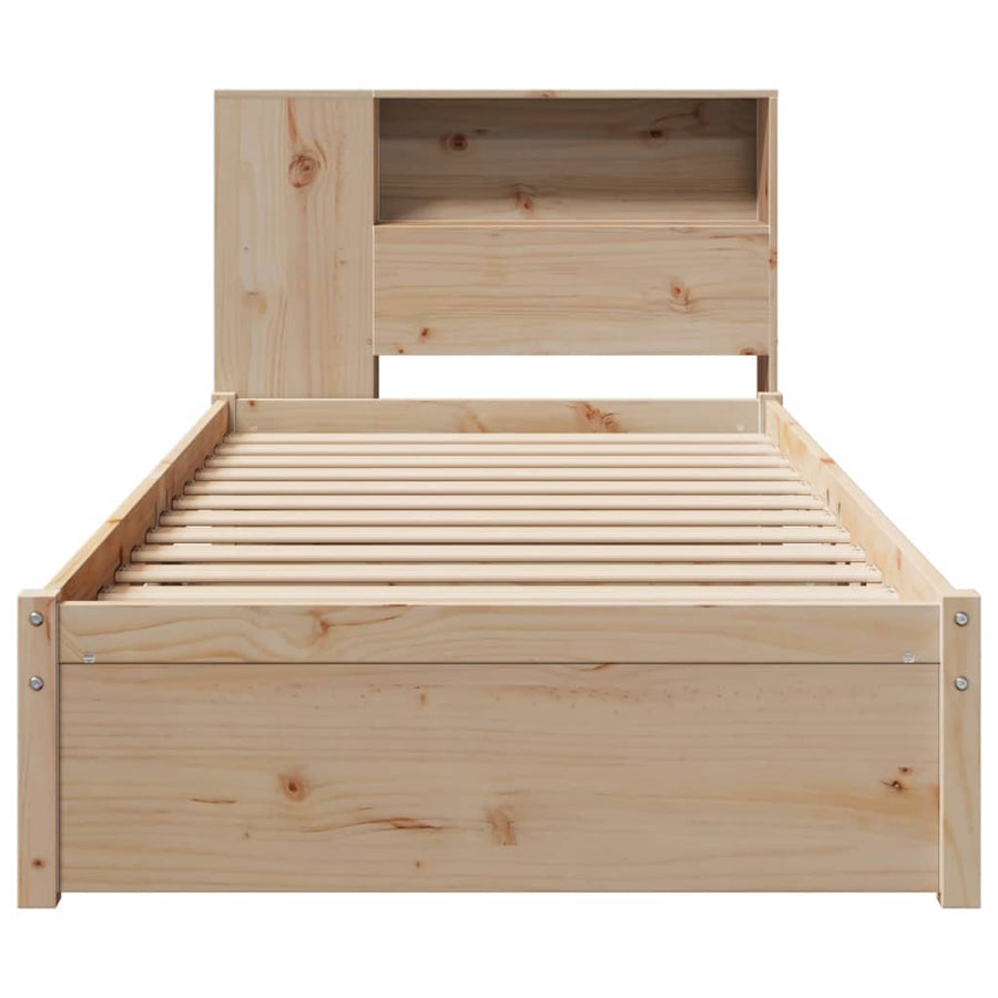 Bed met boekenkast zonder matras massief grenenhout 75x190 cm