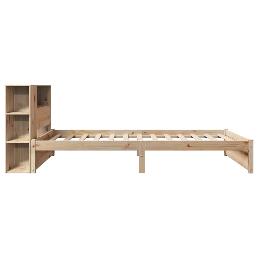 Bed met boekenkast zonder matras massief grenenhout 75x190 cm