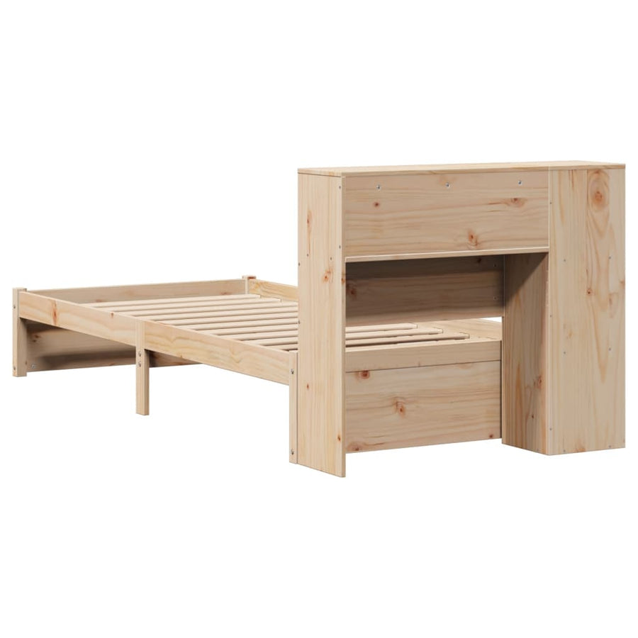 Bed met boekenkast zonder matras massief grenenhout 75x190 cm