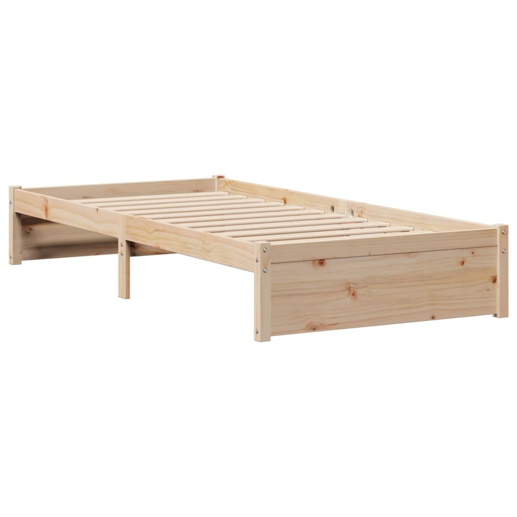 Bed met boekenkast zonder matras massief grenenhout 75x190 cm