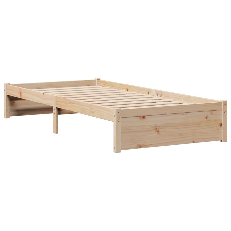 Bed met boekenkast zonder matras massief grenenhout 75x190 cm