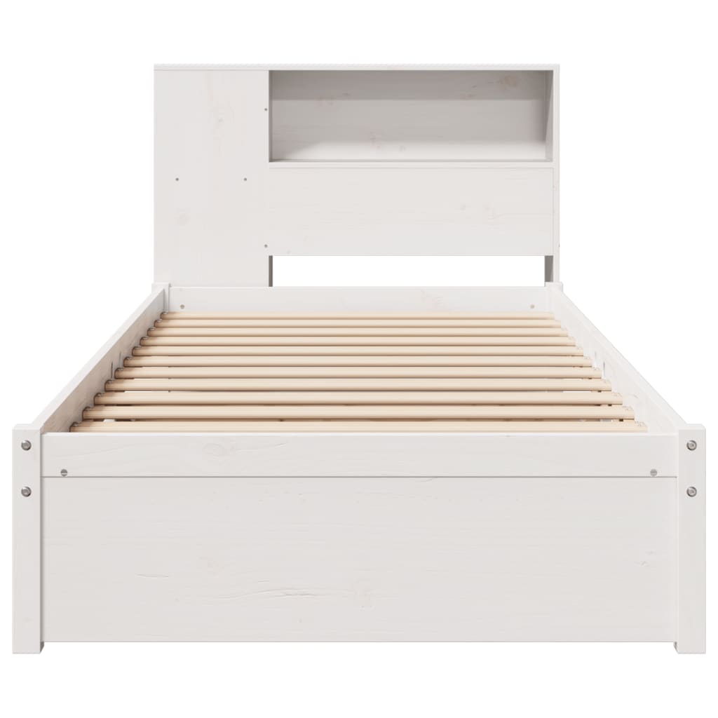 Bed met boekenkast zonder matras grenenhout wit 75x190 cm