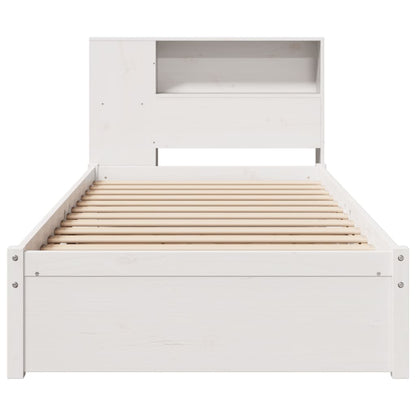 Bed met boekenkast zonder matras grenenhout wit 75x190 cm