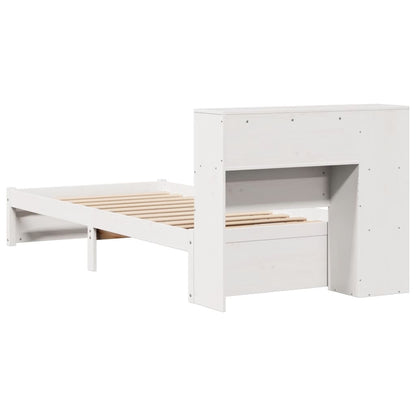 Bed met boekenkast zonder matras grenenhout wit 75x190 cm