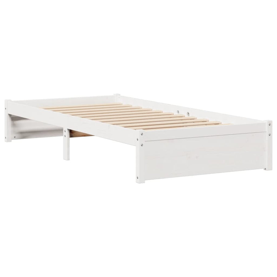 Bed met boekenkast zonder matras grenenhout wit 75x190 cm