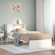 Bed 75x190 cm grenenhout wit met boekenkast