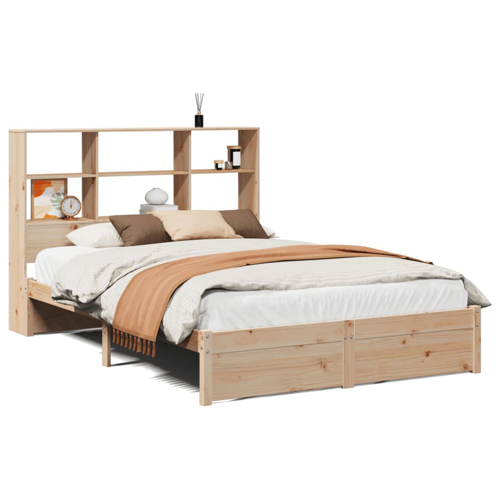 Bed met boekenkast zonder matras massief grenenhout 140x200 cm