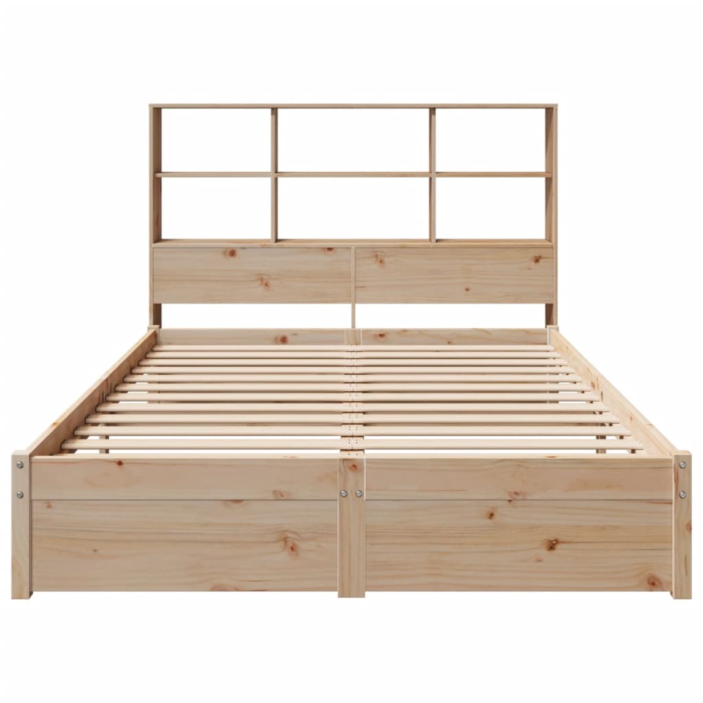Bed met boekenkast zonder matras massief grenenhout 140x200 cm