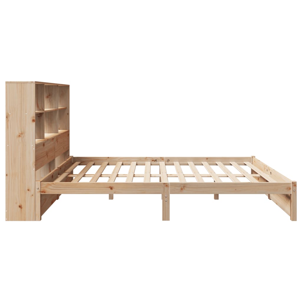 Bed met boekenkast zonder matras massief grenenhout 140x200 cm