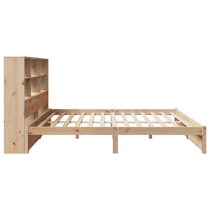 Bed met boekenkast zonder matras massief grenenhout 140x200 cm