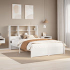 Bed met boekenkast zonder matras grenenhout wit 140x200 cm