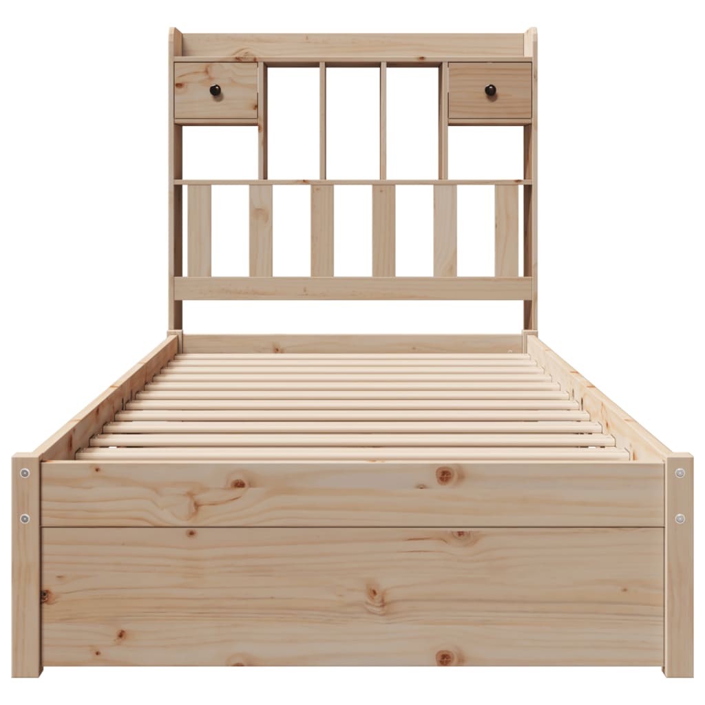 Bed met boekenkast zonder matras massief grenenhout 75x190 cm