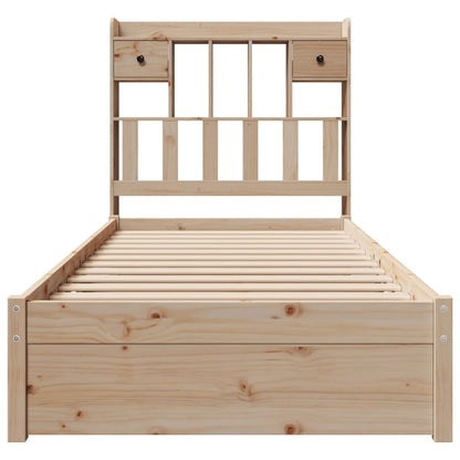 Bed met boekenkast zonder matras massief grenenhout 75x190 cm
