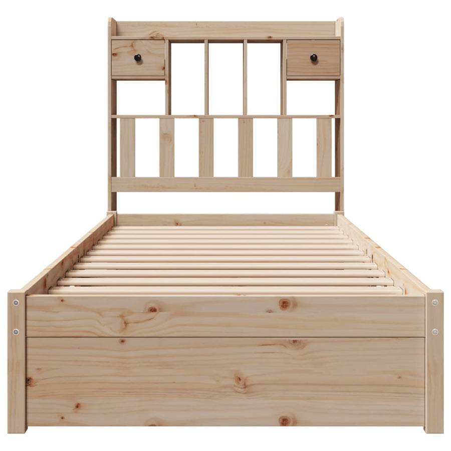 Bed met boekenkast zonder matras massief grenenhout 75x190 cm