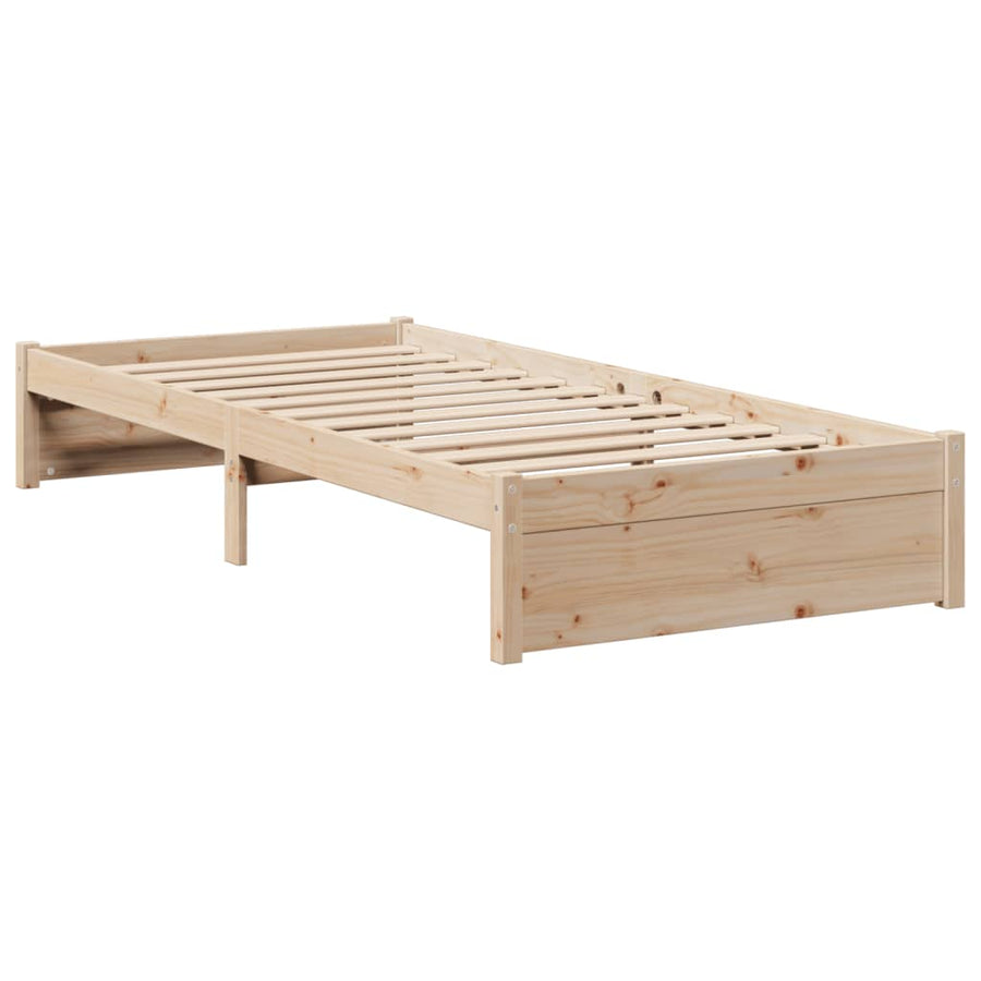 Bed met boekenkast zonder matras massief grenenhout 75x190 cm