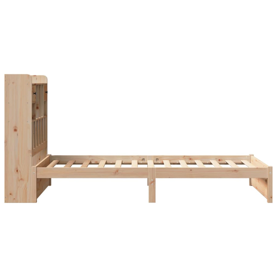 Bed met boekenkast zonder matras massief grenenhout 75x190 cm