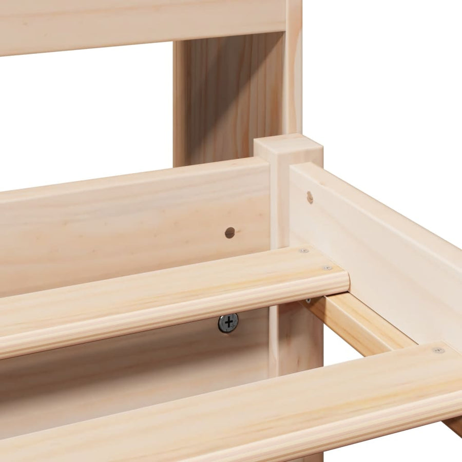 Bed met boekenkast zonder matras massief grenenhout 75x190 cm