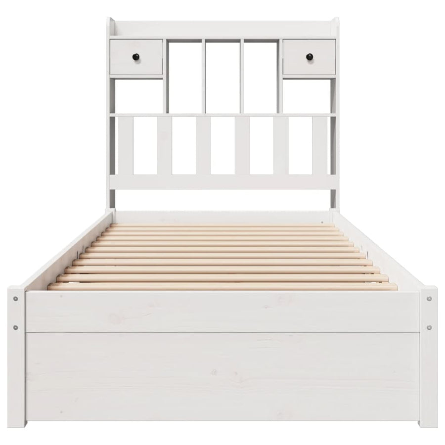 Bed met boekenkast zonder matras grenenhout wit 75x190 cm