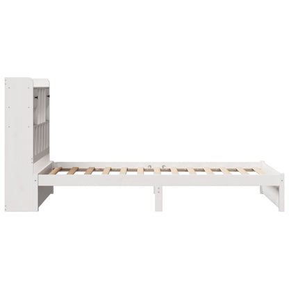 Bed met boekenkast zonder matras grenenhout wit 75x190 cm