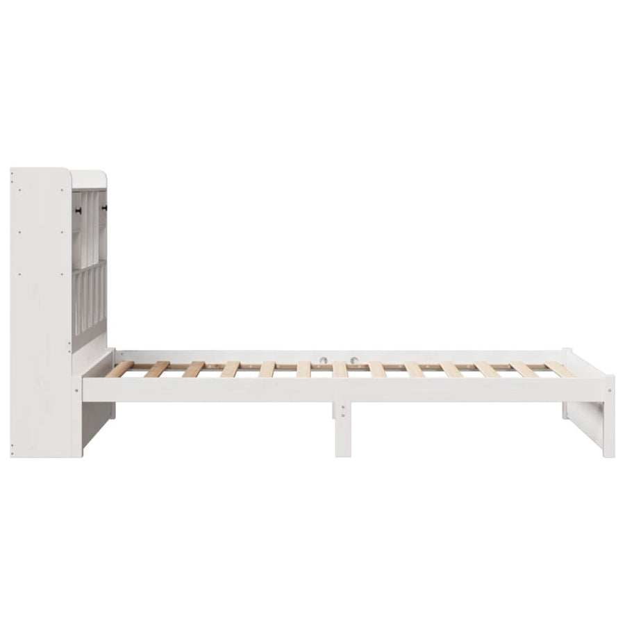Bed met boekenkast zonder matras grenenhout wit 75x190 cm