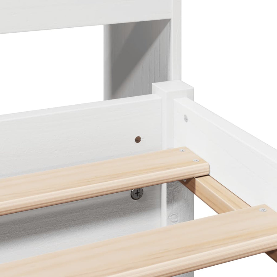 Bed met boekenkast zonder matras grenenhout wit 75x190 cm