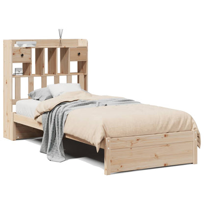 Bed met boekenkast zonder matras massief grenenhout 90x190 cm