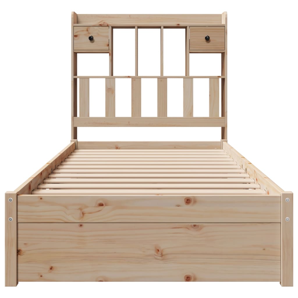 Bed met boekenkast zonder matras massief grenenhout 90x190 cm