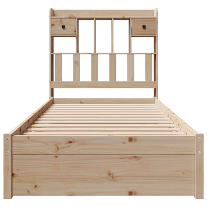 Bed met boekenkast zonder matras massief grenenhout 90x190 cm
