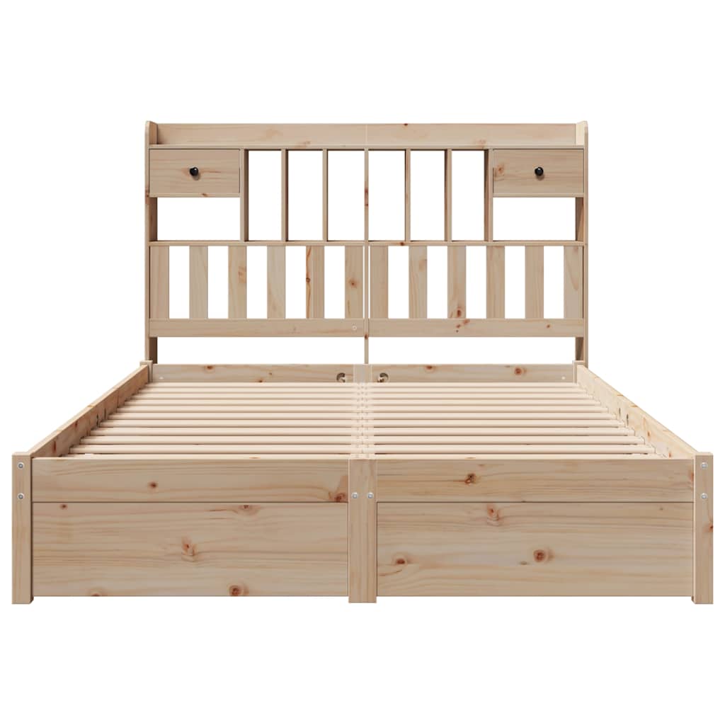Bed met boekenkast zonder matras massief grenenhout 140x190 cm