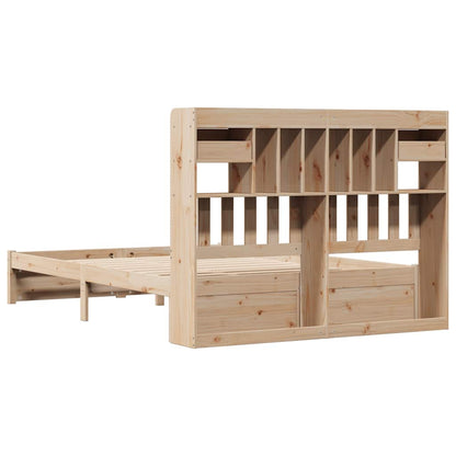 Bed met boekenkast zonder matras massief grenenhout 140x190 cm