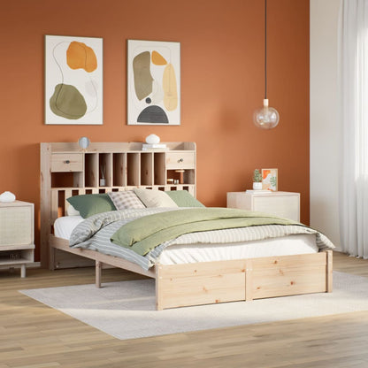 Bed met boekenkast zonder matras massief grenenhout 140x190 cm