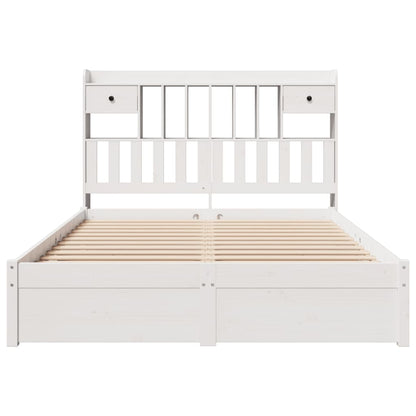 Bed met boekenkast zonder matras grenenhout wit 140x190 cm