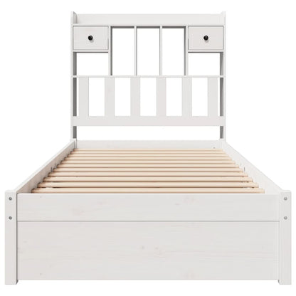 Bed met boekenkast zonder matras grenenhout wit 90x200 cm