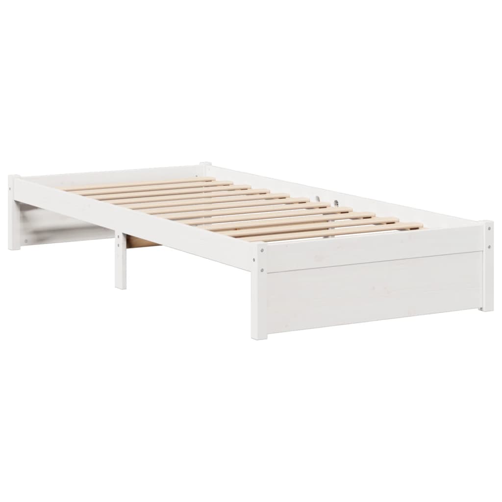 Bed met boekenkast zonder matras grenenhout wit 90x200 cm