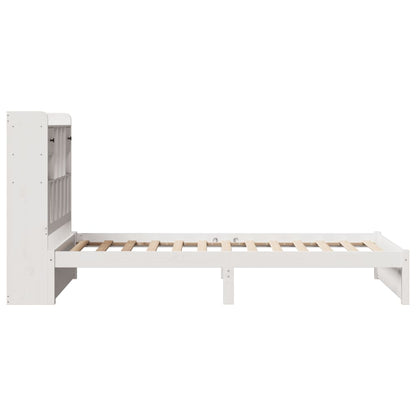 Bed met boekenkast zonder matras grenenhout wit 90x200 cm