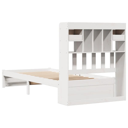 Bed met boekenkast zonder matras grenenhout wit 90x200 cm